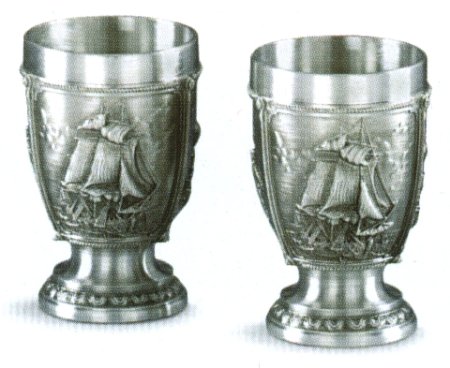 La Paloma Sailing Ships German Pewter Shot Glasses